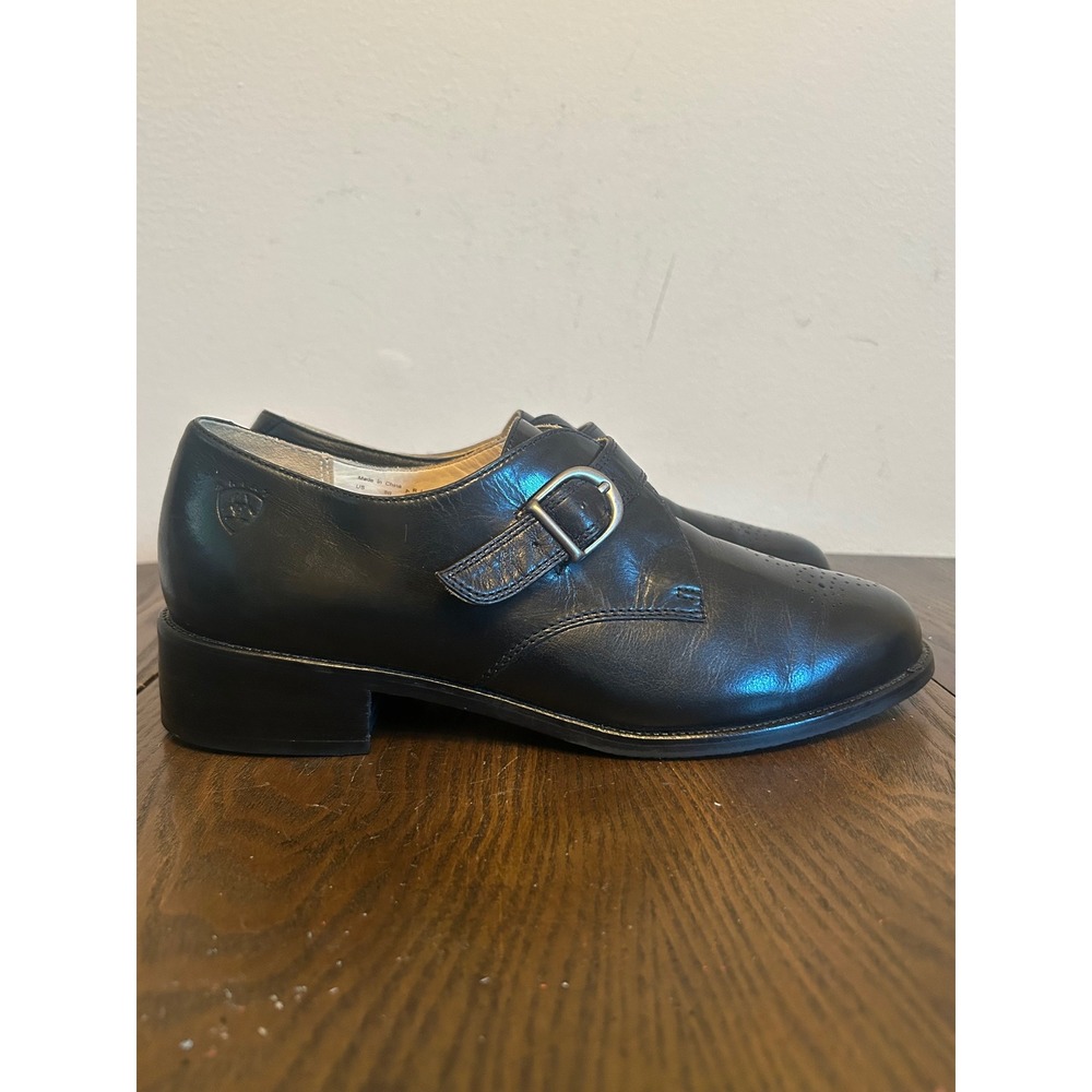 ARIAT Black Leather Slip On Buckle Shoes Women's Size 8B